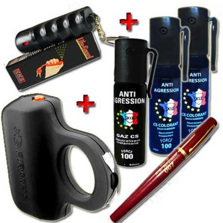 lot promo Tazer de poche et bombes lacrymogenes discrètes