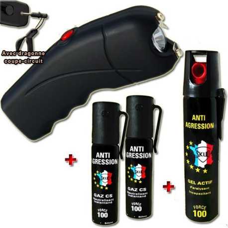 Pack promo : Taser Puissant + Bombes lacrymogènes GEL et GAZ